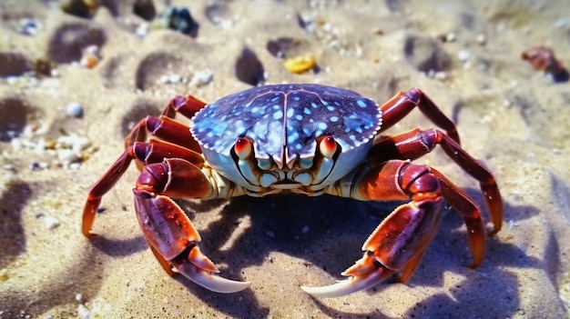 Photo a blue crab is on the sand