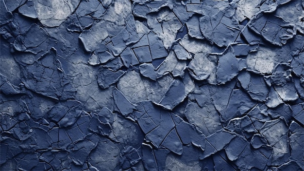 壁に青いひびの入ったペンキの抽象的な背景とデザインのテクスチャ