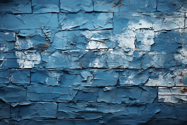 Blue cracked paint on the wall. Background for design.