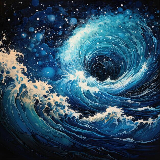 Blue crazy wave of space