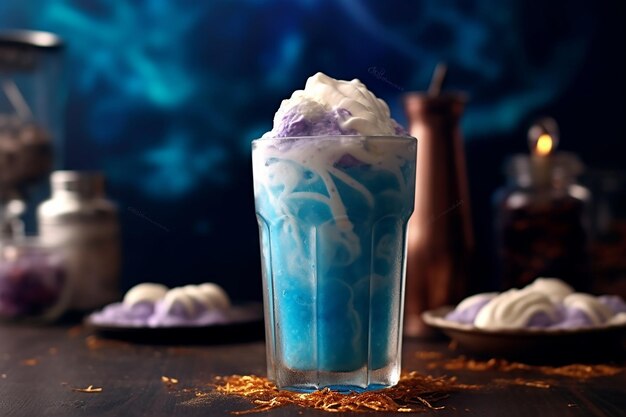 Foto blue cream soda drink ice cream float soda nummer vijf.