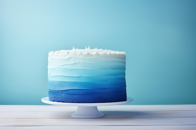 Blue creamy cake with ombre effect