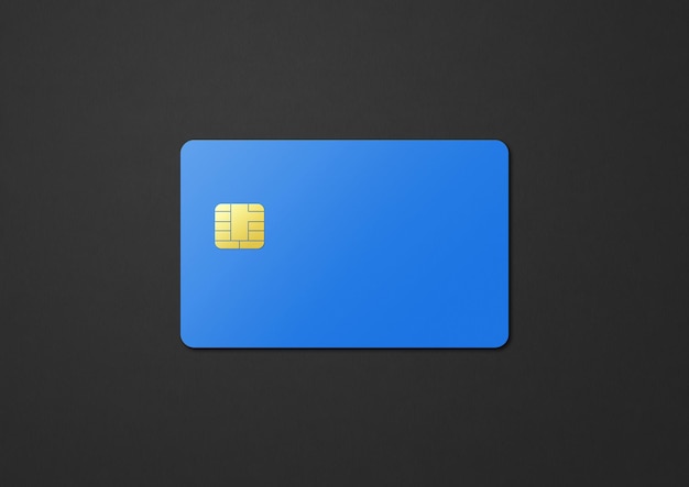 Photo blue credit card on a black background