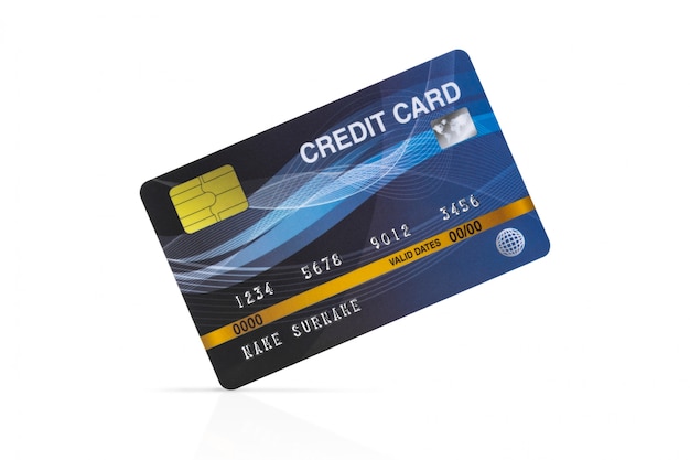 Blue Credit Card isolated on white with clipping path.