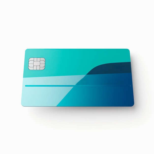 Blue credit card on white background by AI Generative