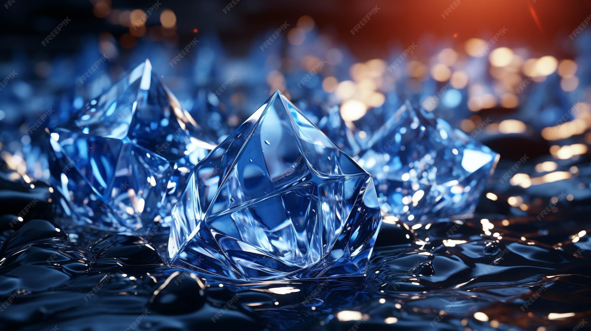 Premium AI Image | blue crystal HD wallpaper photographic image