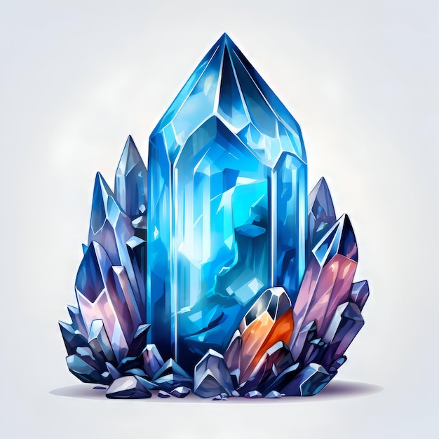 Blue crystal on a light background Vector illustration for your design