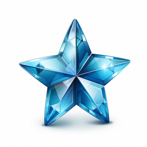 a blue crystal star on a white background