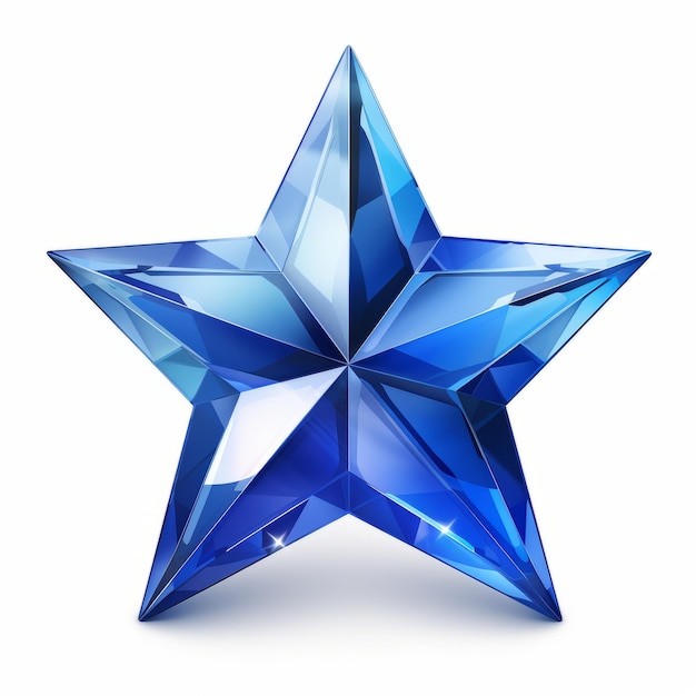 a blue crystal star on a white background