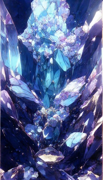 The blue crystals are the main focus of this picture.