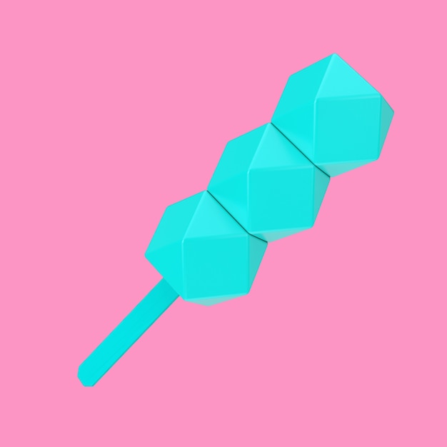 Blue Cube Ice Cream in Duotone Style on a pink background. 3d Rendering