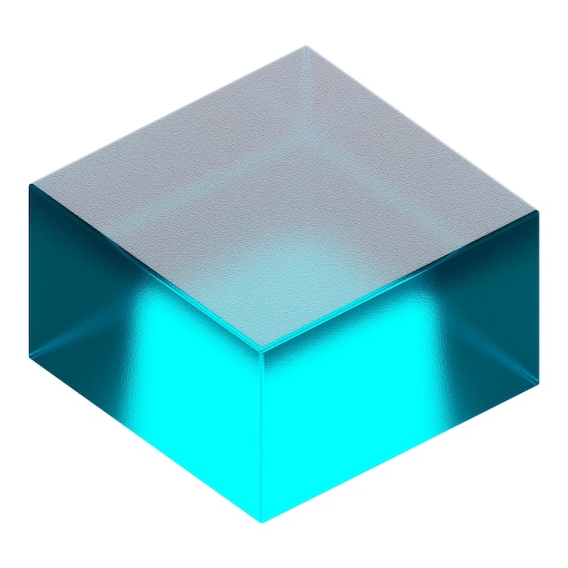 파란 큐브 PNG 3D 기하학 모양 투명한 배경