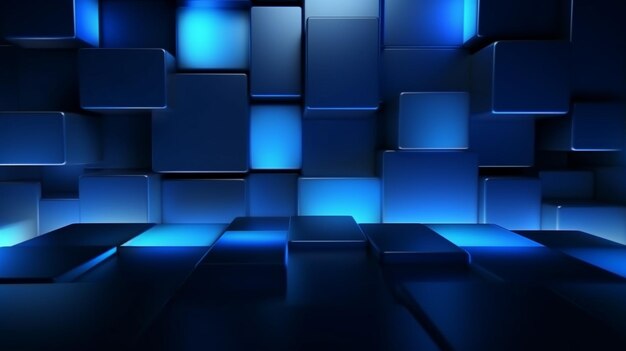 Blue cubes on a dark background