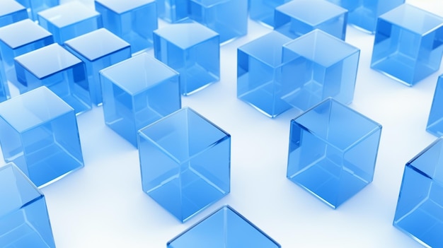 Blue cubes on white background