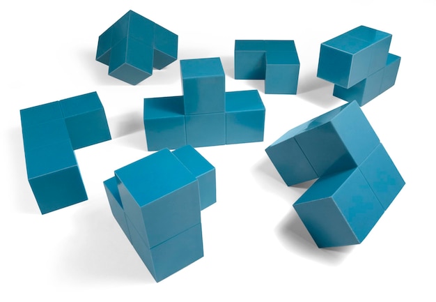 Photo blue cubic objects