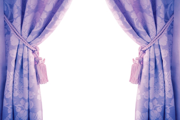 Blue curtains isolated on white background