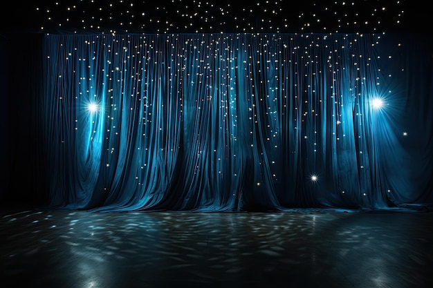 Blue Curtains and Spotlights for a Captivating Visual Display