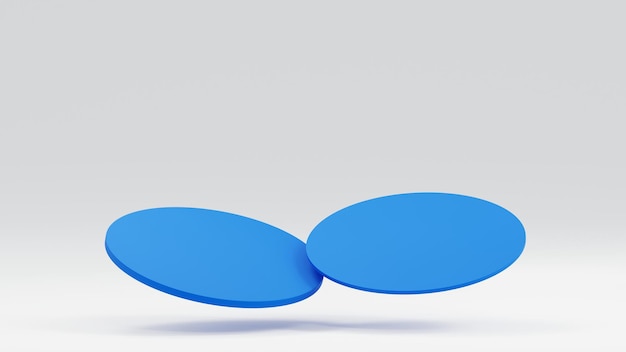 blue cylinder podium with white wall stage for product 3d rendering