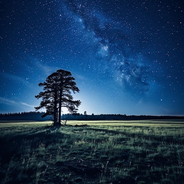 Blue dark night with stars on sky