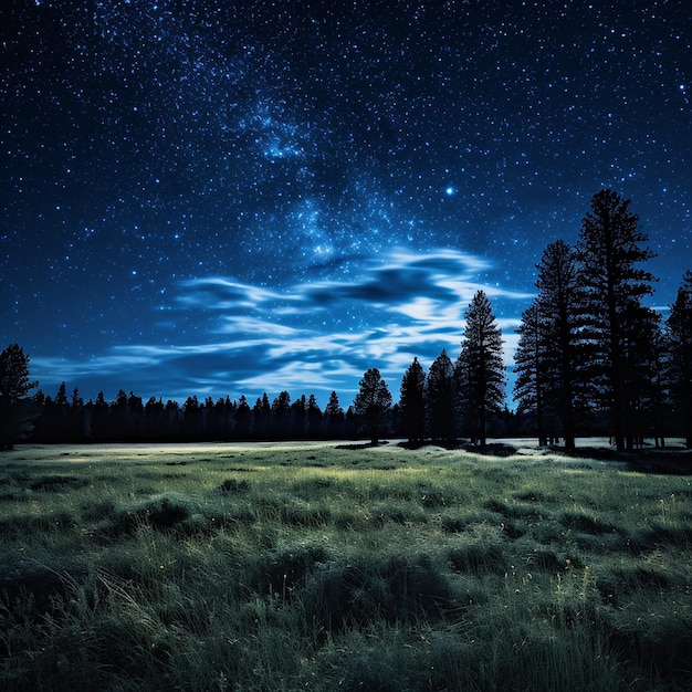 Blue dark night with stars on sky