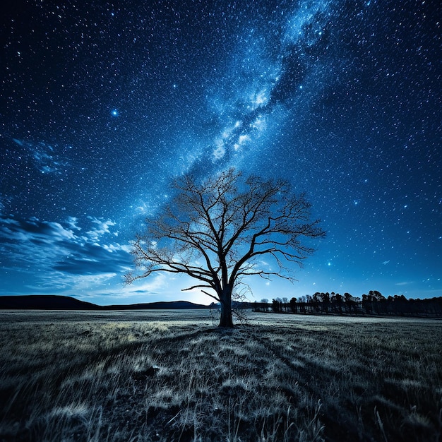 Blue dark night with stars on sky