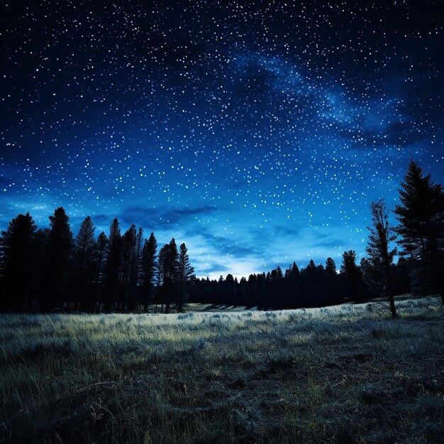 Blue dark night with stars on sky