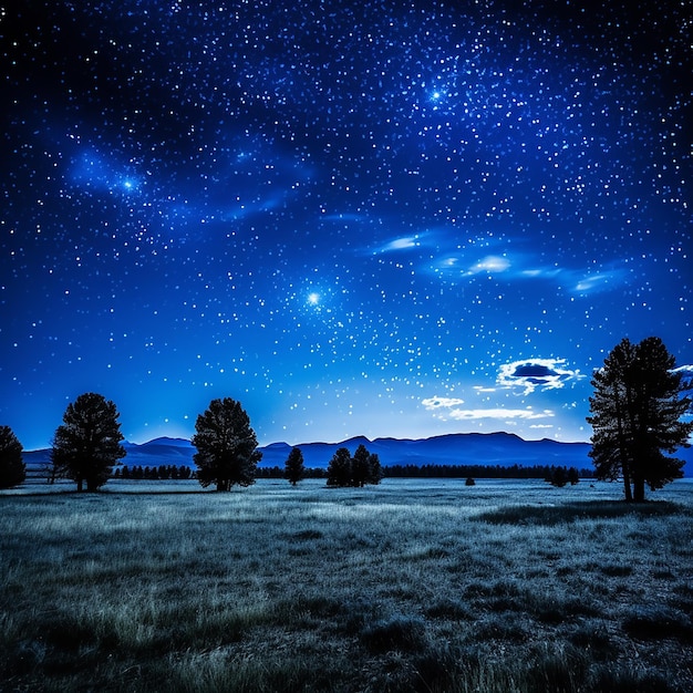 Foto notte scura blu con le stelle nel cielo