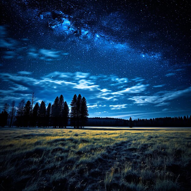 Blue dark night with stars on sky