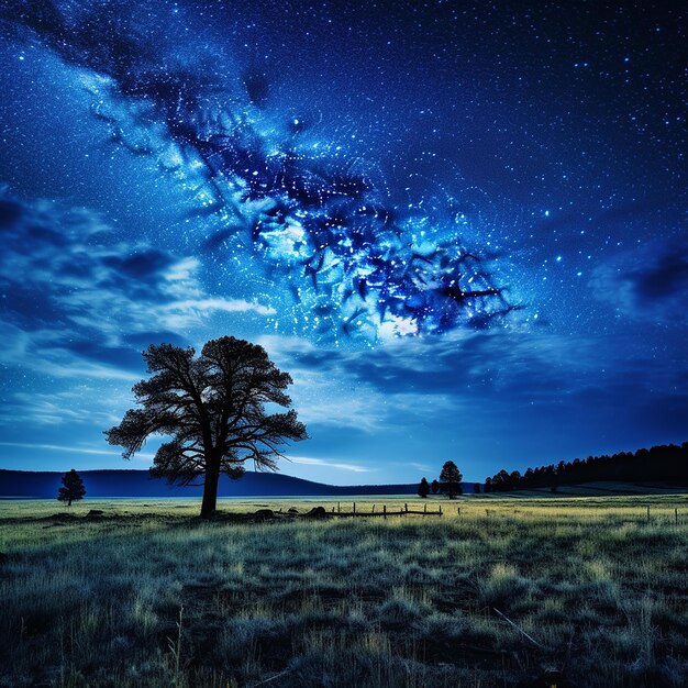 Blue dark night with stars on sky