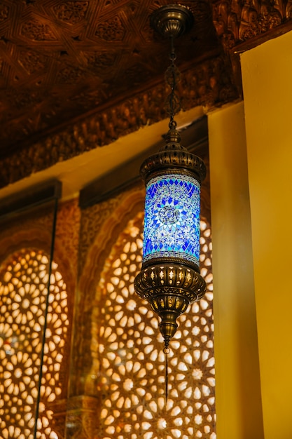 사진 블루 장식 아랍 램프