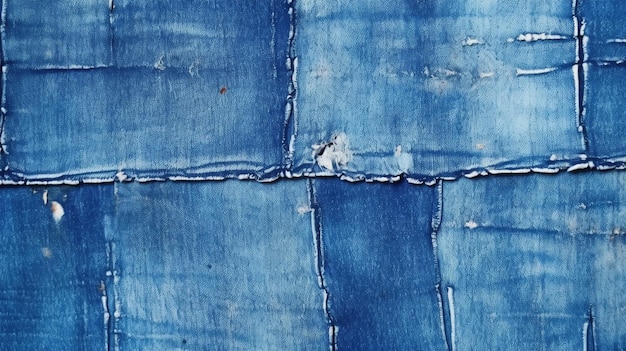 A blue denim fabric with a seam of the stitching.