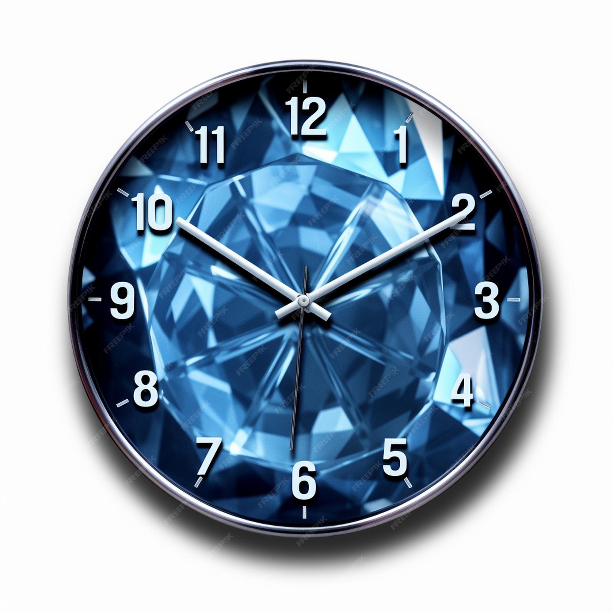 Premium AI Image A Blue Diamond Clock With The Hands On The Numbers 1 premium-ai-image-a-blue-diamond-clock-with-the-hands-on-the-numbers-1