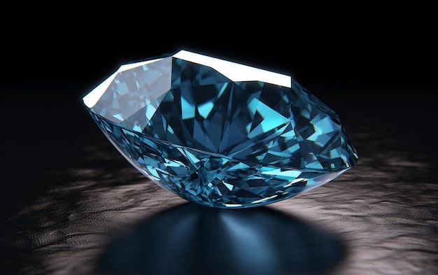 A blue diamond is on a black background