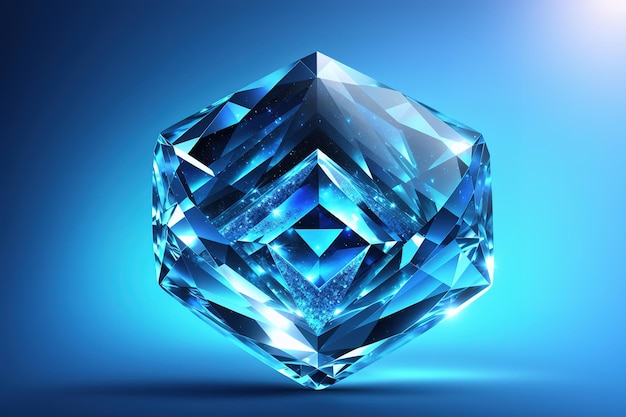 A blue diamond is on a blue background.