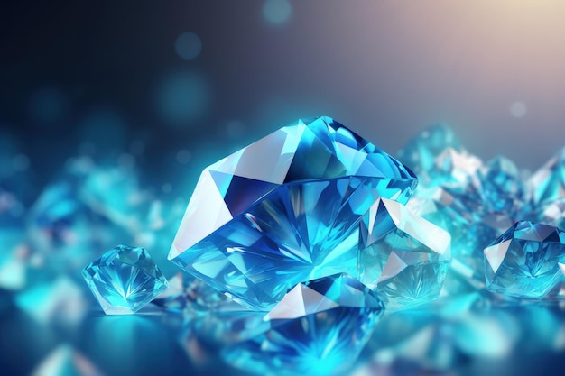 A blue diamond is on a dark background.