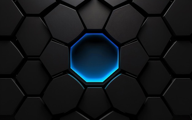 a blue diamond shaped tile with a blue centerBlack geometric hexagon abstract background honeycomb