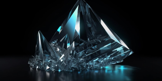 A blue diamond sits on a black background.