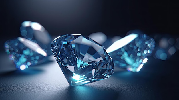 A blue diamond sits on a table.