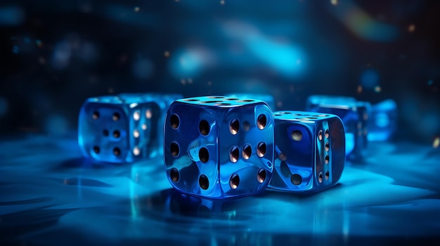 blue dice on a blue background Generative AI