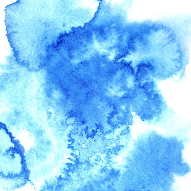 Blue diffluent watercolor background with stains