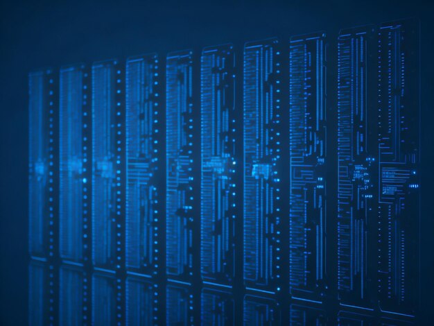 Premium Photo | Blue digital binary data on computer screen background