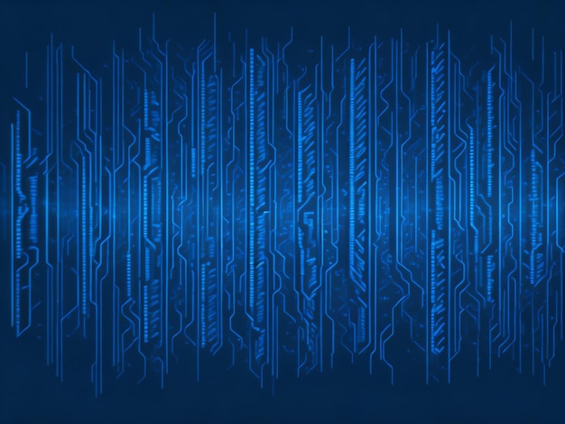 写真 コンピュータ画面の背景の青いデジタルバイナリデータ