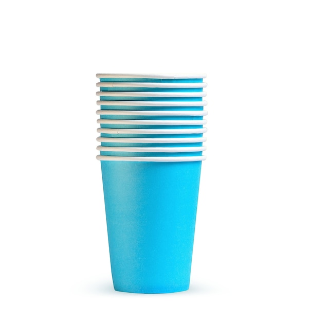 Blue disposable paper cups