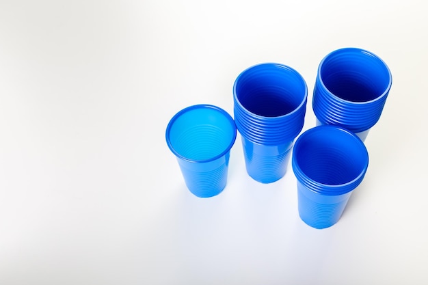 Blue disposable plastic glasses