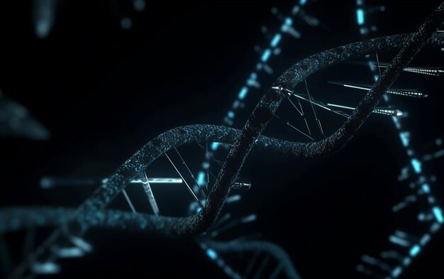 dna라는 단어가 있는 파란색 dna 가닥