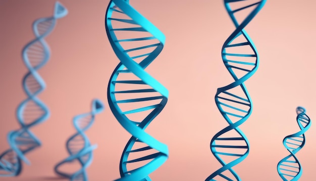 사진 분홍색 배경 에 있는 파란색 dna 가닥 들