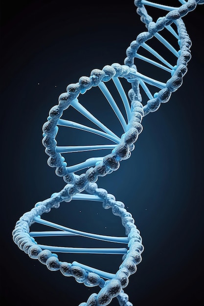 Blue DNA structure isolated background 3D illustration