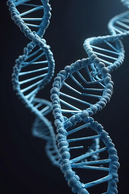 Blue DNA structure isolated background 3D illustration