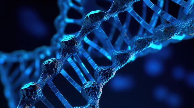 Blue DNA structure isolated background Generative Ai