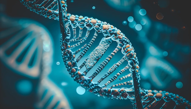 Blue DNA structure isolated background